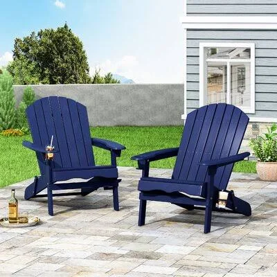 Mccombs Solid Wood Folding Adirondack Chair Highland Dunes Color: Navy Blue
