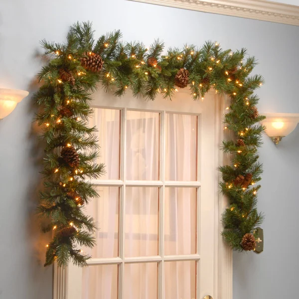 9' Pre-Lit Medium Pine Artificial Christmas Garland - Clear Lights