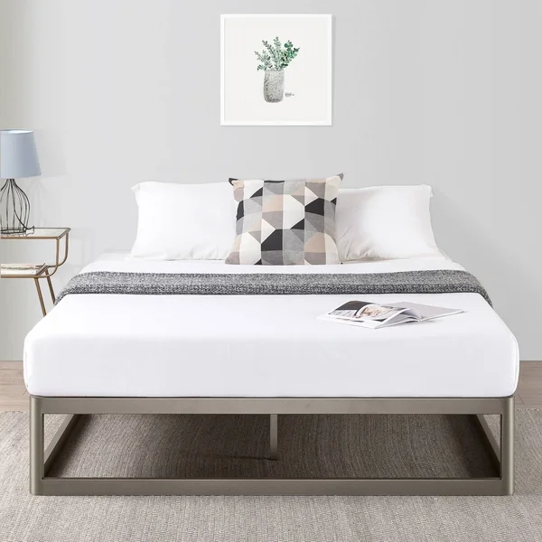 Porch & den Mcalpin Champagne Silver 12-in. Metal Platform Bed Frame - King