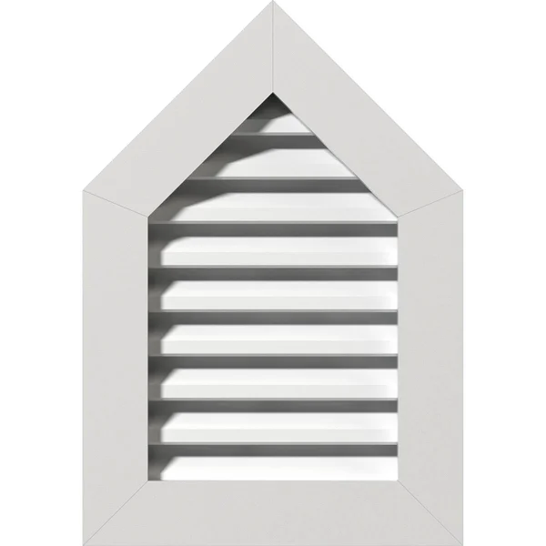 18 inchw x 30 inchh Peaked Top Gable Vent (23 inchw x 35 3/4 inchh Frame Size) 14/12 Pitch: Functional - PVC Gable Vent w/ 1 inch