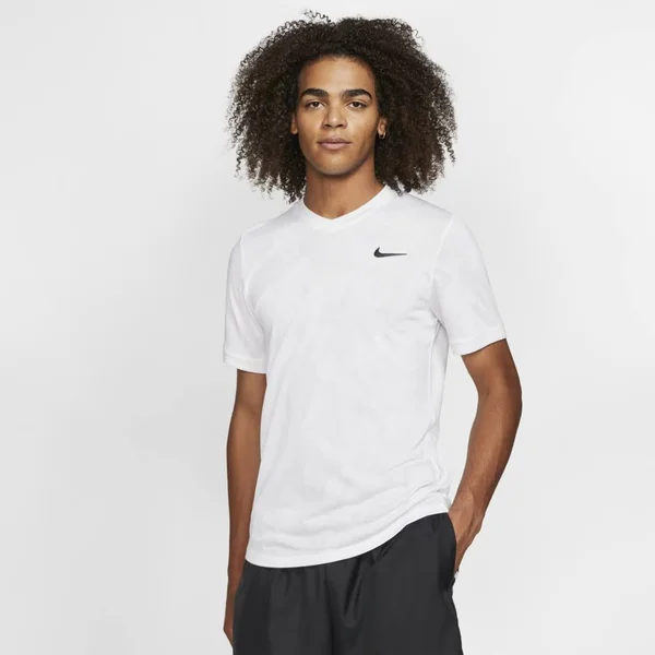 Nike NikeCourt Dry Challenger Top Short Sleeve White/Black - Men's, Size: Small