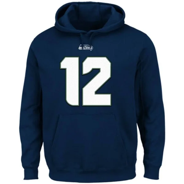 Majestic 12s Seattle Seahawks College Navy Eligible Receiver II Name & Number Hoodie Size: Large