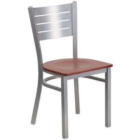 Flash Furniture 2-Xu-Dg-60401-Chyw-Gg Silver Slat Chair-Chy Seat - pk2
