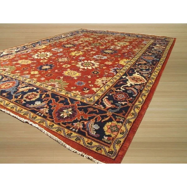 Hand-Knotted Wool Rust Traditional Oriental Super Mahal Rug, Size: 4& x 6&