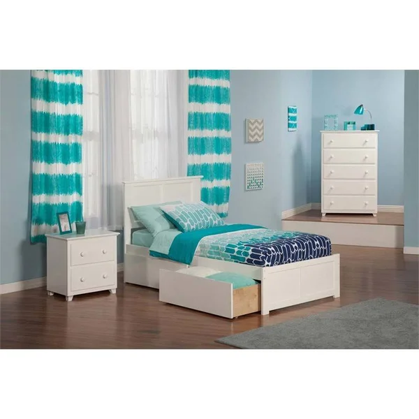 Leo & Lacey Urban Twin Storage Platform Bed in White - LL-1653065