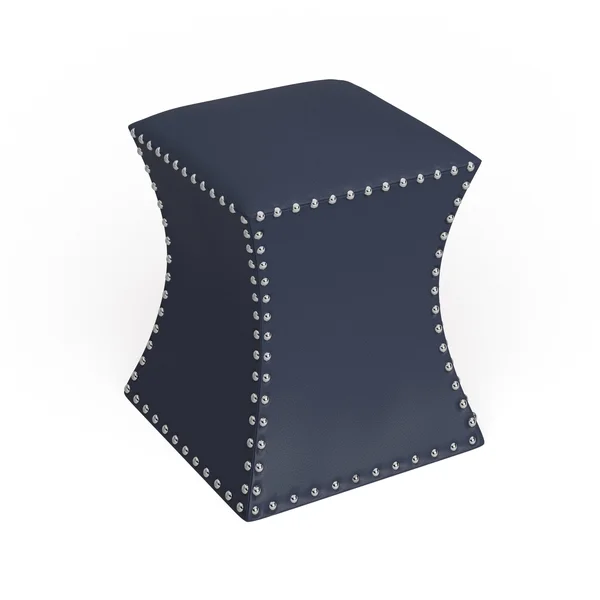 The Curated Nomad Hastings Faux Leather Ottoman - Blue