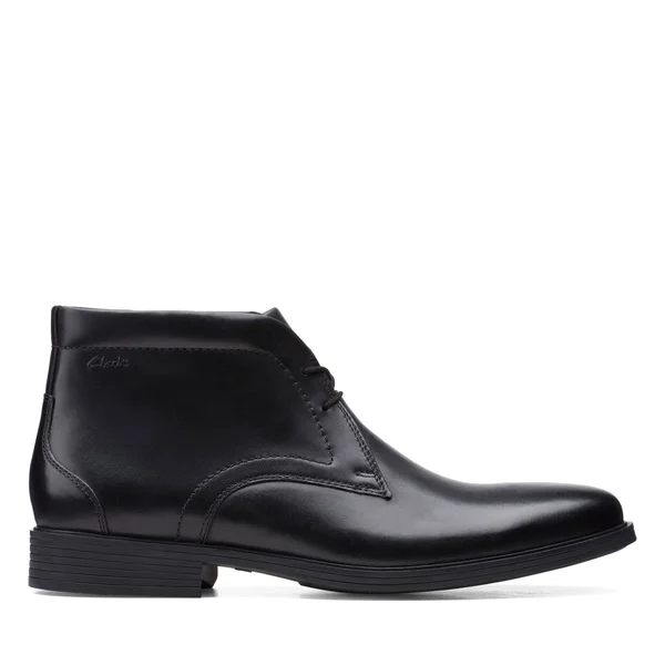 Clarks Whiddon Mid Mens Leather Waterproof Chukka Boots - Black