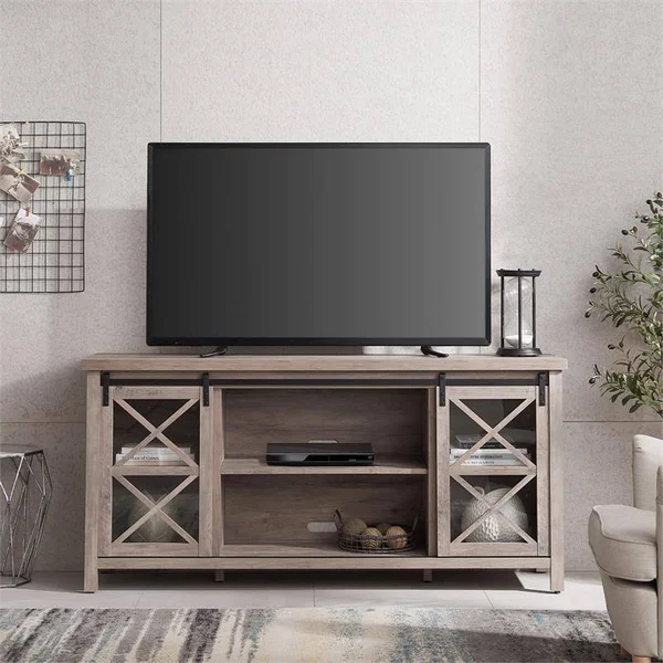 Henn & Hart TV0949 68 in. Clementine TV Stand Gray Oak