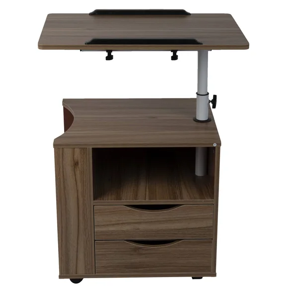 Mind Reader Bedside Workstation Adjustable Desk - Brown