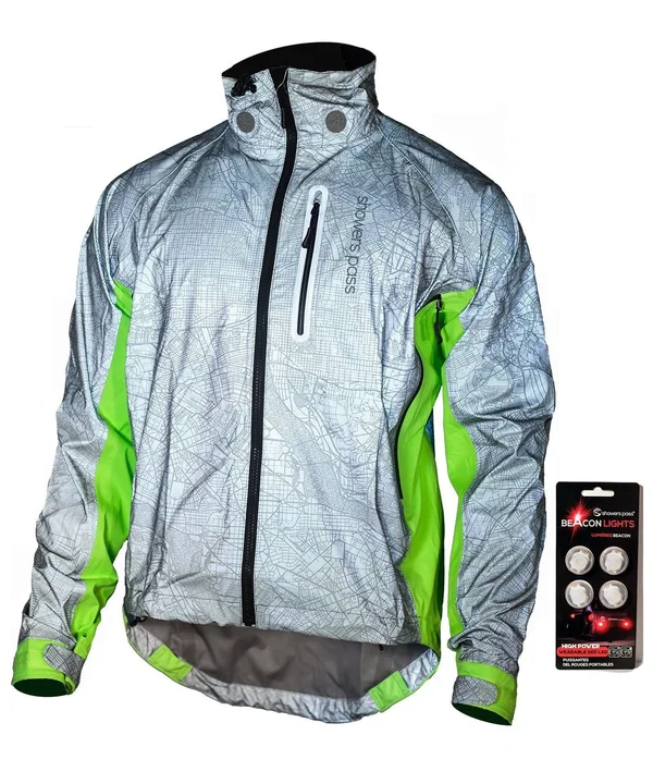 Showers Pass Hi Vis Torch Jacket - Men's Reflective Silver/Neon Green - XXL