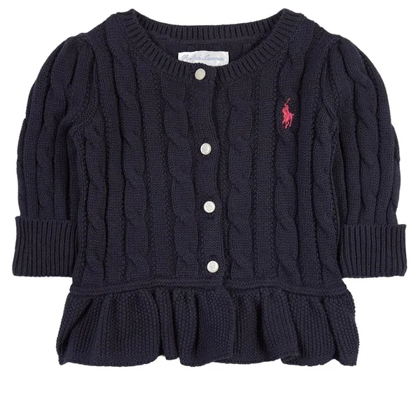 Ralph Lauren Kids - Peplum Cable Knit Sweater Navy - 18 Months - Navy