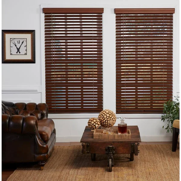 Perfect Lift Window Treatment Dark Oak 2 in. Cordless Room Darkening Faux Wood Blind 26.75 in. W x 72 in. L (Actual Size: 26.75