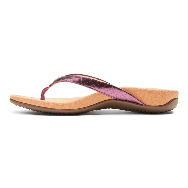 Vionic Dillon Women's Toe-Post Supportive Sandal Berry Croc - 7 Medium