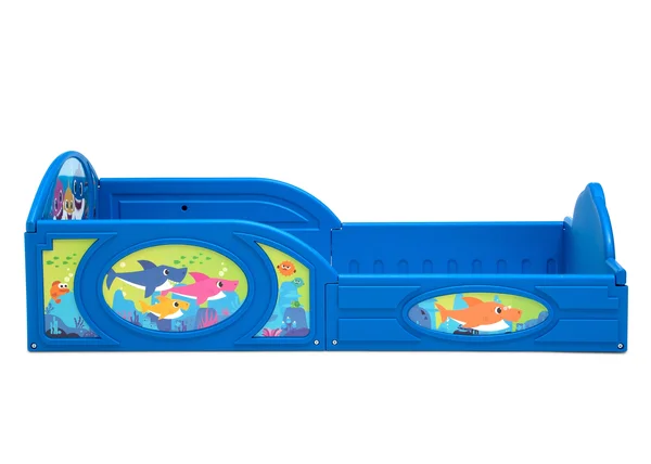 Baby Shark Plastic Sleep and Play Toddler Bed with Attached Guardrails