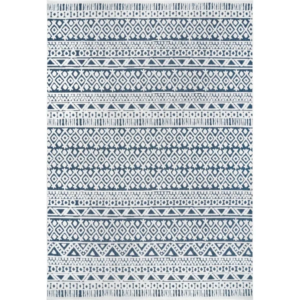 nuLOOM Tina Textured Geometric Banded Area Rug - 6& 7x22 x 9& - Blue