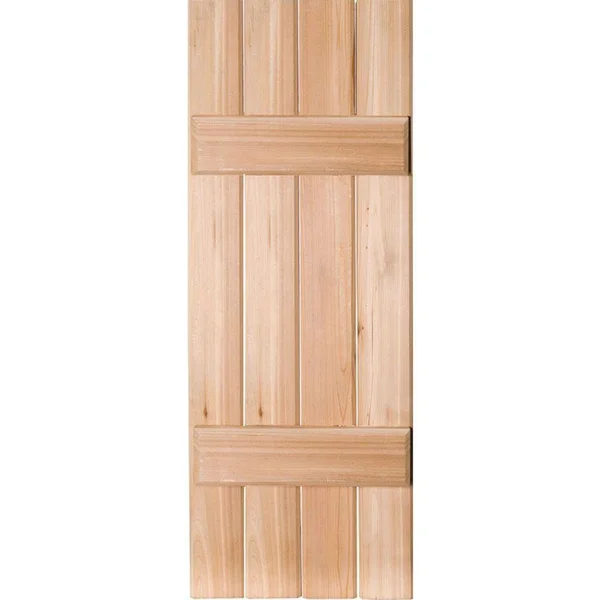 Ekena Millwork 15 in. x 44 in. Exterior Real Wood Western Red Cedar Board and Batten Shutters Pair Unfinished