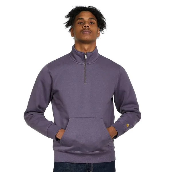 Carhartt WIP Chase Neck Zip Sweatshirt - Provence, Gold - L - Men