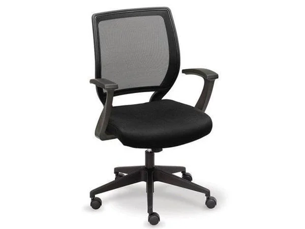 Essential Collection Mesh Chair with Memory Foam Seat Black Fabric/Black Frame