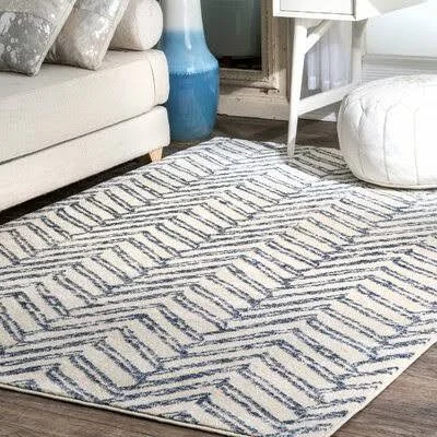 Lorelai Geometric Blue Area Rug Breakwater Bay Rug Size: Rectangle 4& x 6&
