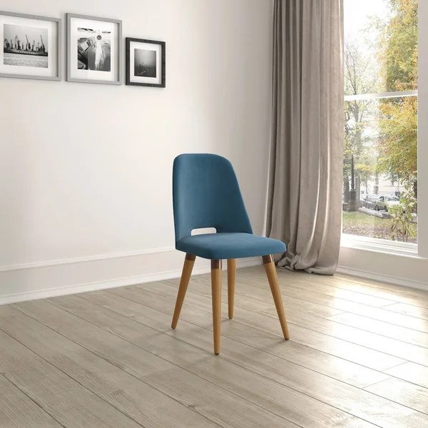 Manhattan Comfort Selina Blue Velvet Accent Chair