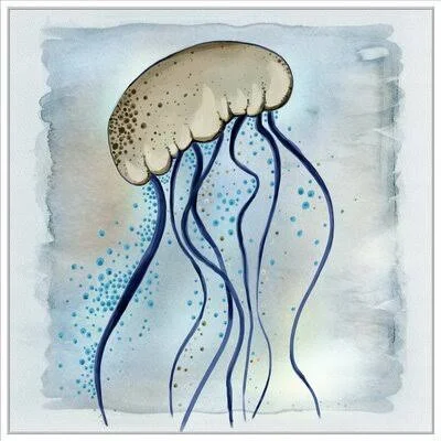 Watercolor Jellyfish I - Graphic Art Print on Canvas JBass Grand Gallery Collection