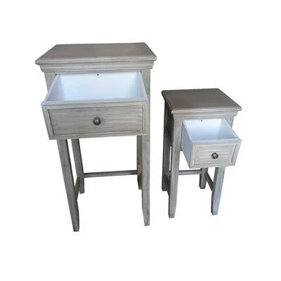 2 Piece Wood Louvered 2 Drawer Nightstand Set Attraction Design Home