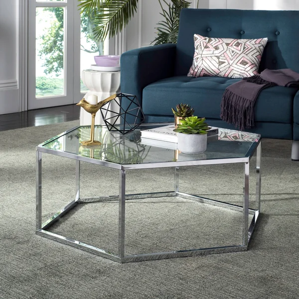 Safavieh Eliana Chrome Glass Coffee Table
