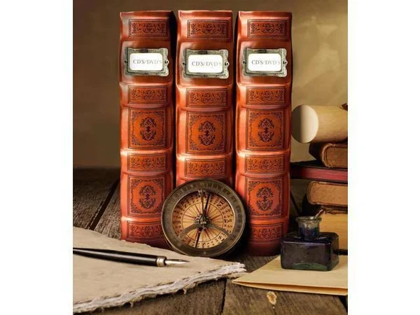 Bellagio-italia DVD/CD Storage Tuscany Cognac Binder 6-Pack with 3 Insert Sheets