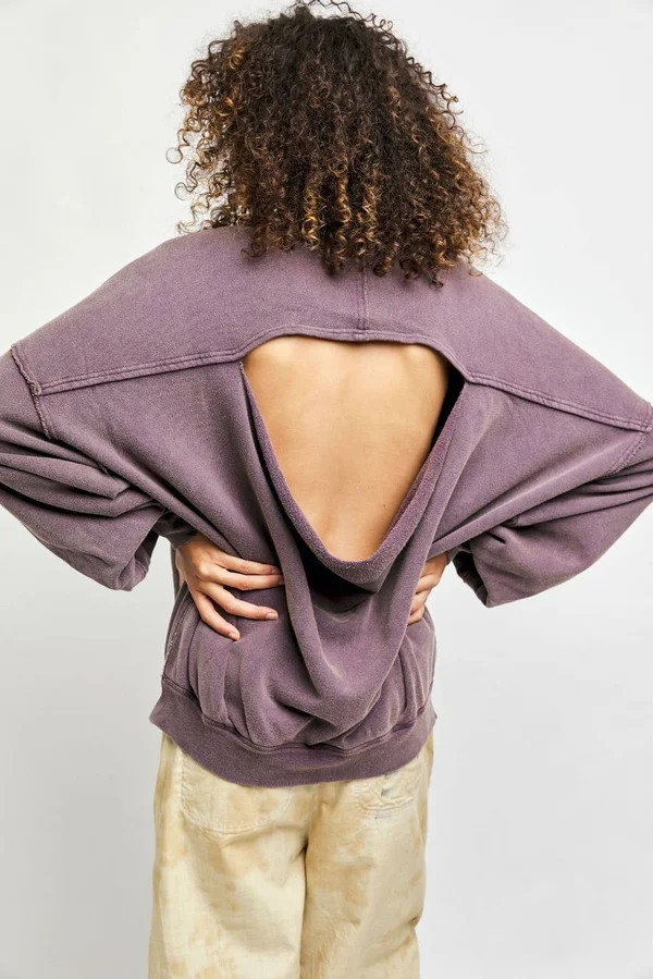 Free People Easy Does It Washed Pullover - Purple Large - Women's