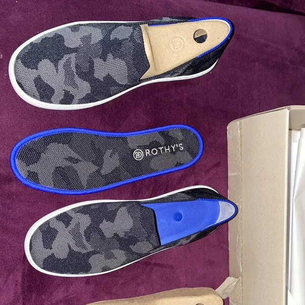 Rothy&s Grey Slip-On Sneakers, Grey Camo, Size 9