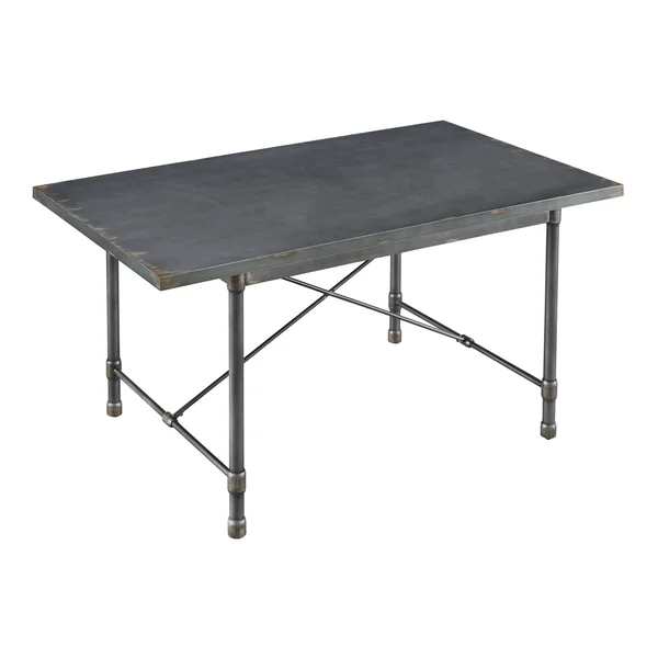 Delacora Hm-Ds-D066 60 inch Wide Metal Dining Table - Hand Distressed, Size: 60.0\, Gray