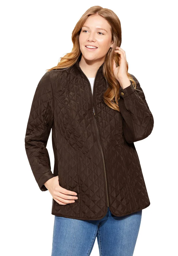 Plus Size Women's Zip-Front Quilted Jacket by Woman Within in Chocolate (Size M)