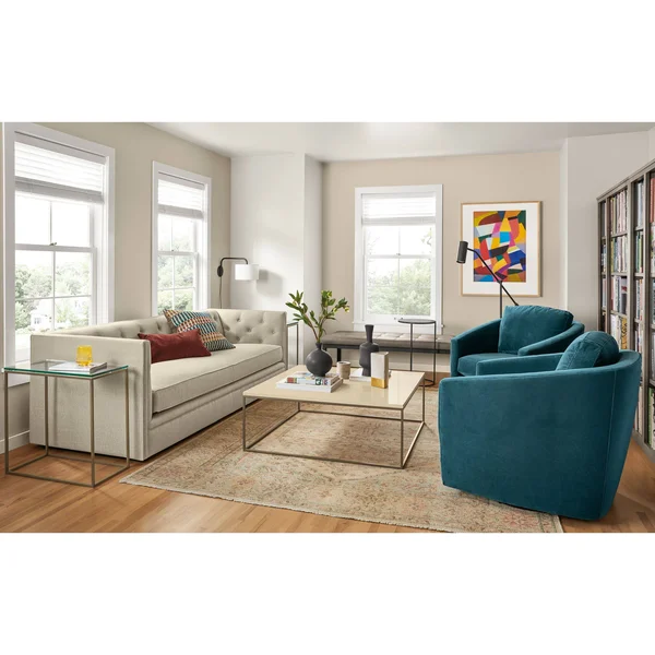 Room & Board, Modern Tyne 40W 40D 15H Square Coffee Table, Smoke Tempered Glass Top w/ Stainless Steel Frame Base