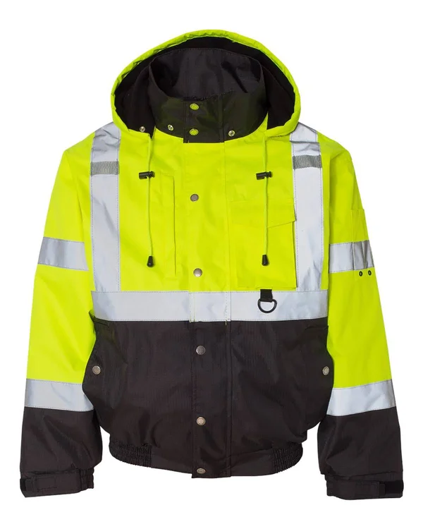ml Kishigo JS130-131 Ripstop Bomber Jacket - Lime/ Black - 2XL
