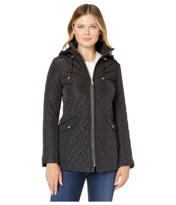 Cole Haan Quilted Barn Jacket (Black) Women's Coat