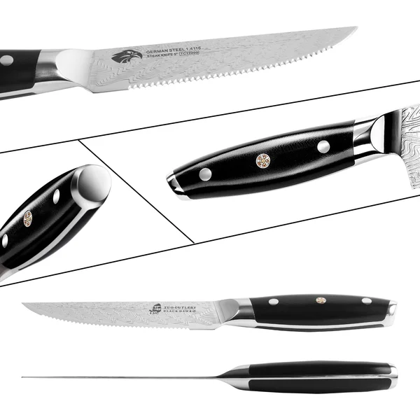 Highly Recommend 4-Pcs Serrated Steak Knife Set-Black Hawk-S - Tuo Cutlery