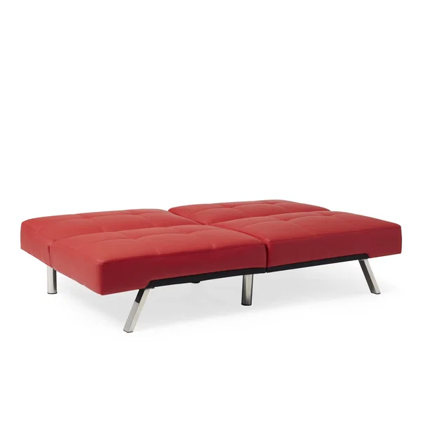 Abbyson Aspen Bonded Leather Foldable Futon Sleeper Sofa - Red