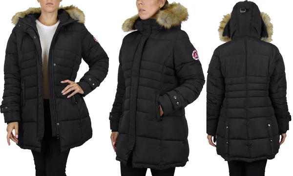 Women's Spire By Galaxy Women's Apex Heavyweight Parka with Detachable Hood (S-3XL) Black (Apex) Large (12/14) Black (Apex) Fur