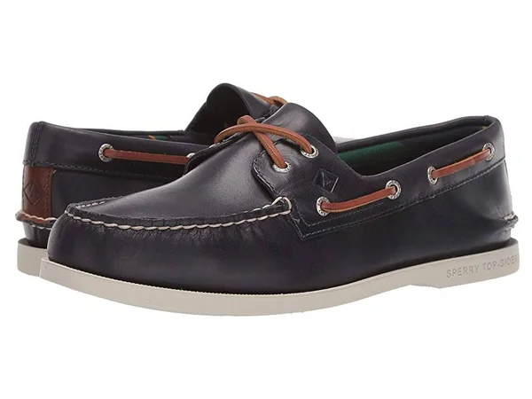 Sperry Top-Sider Men's Authentic Original 2-Eye Plush Varsity Boat Shoe, Size: 9.5, Navy Leather