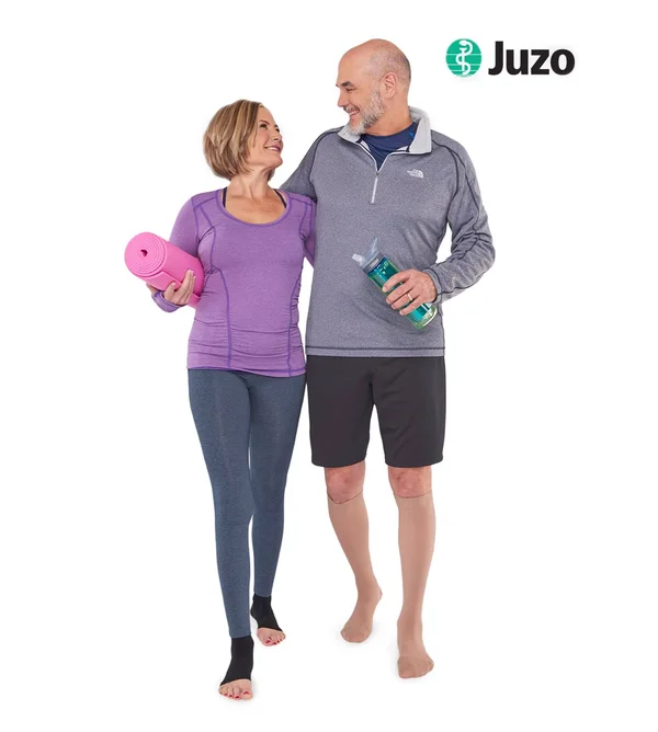 Juzo Dynamic 20-30 mmHg Open Toe Thigh High w/ Silicone Top Band, IV, Short, Black