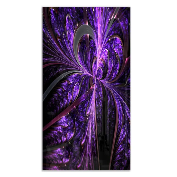Design Art Embossed Dark Purple Floral Shapes - Large Floral Glossy Metal Wall Art - Size: 12