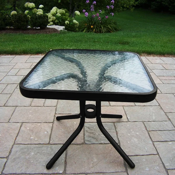 Oakland Living 20x22 Glass Top Side Table