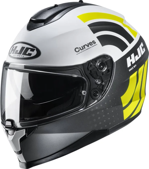 HJC C70 Curves Helmet, black-white-yellow, Size L