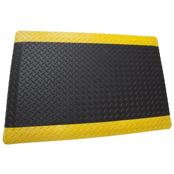 Rhino Mats 2 -ft x 9/16 -in B/Y 2-ft x 10-ft Black Rectangular Indoor Anti-Fatigue Mat, DTT24BYX10