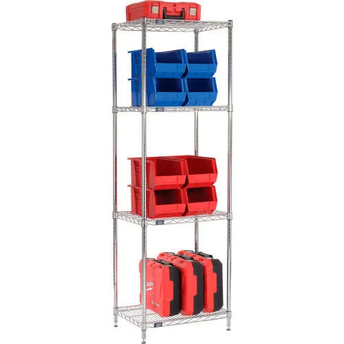 Nexel Chrome Wire Shelving Starter - 30x22W x 18x22DX 74x22H 18307C