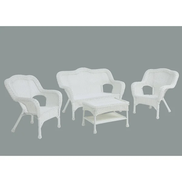 International Caravan Chelsea Resin Wicker 4-Piece Conversation Set - Mocha