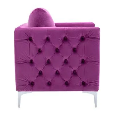 Modern Velvet Armchair Everly Quinn Body Fabric: Purple - Leg Color: Sliver