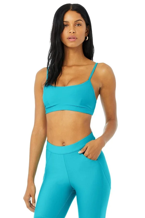 Alo Yoga, AirLift Intrigue Bra in Bright Aqua, Size: Large