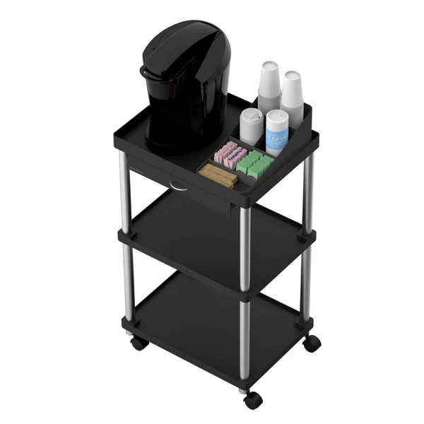 Mind Reader Valet - Trolley - 3 shelves - metal, high impact polystyrene (HIPS) - black