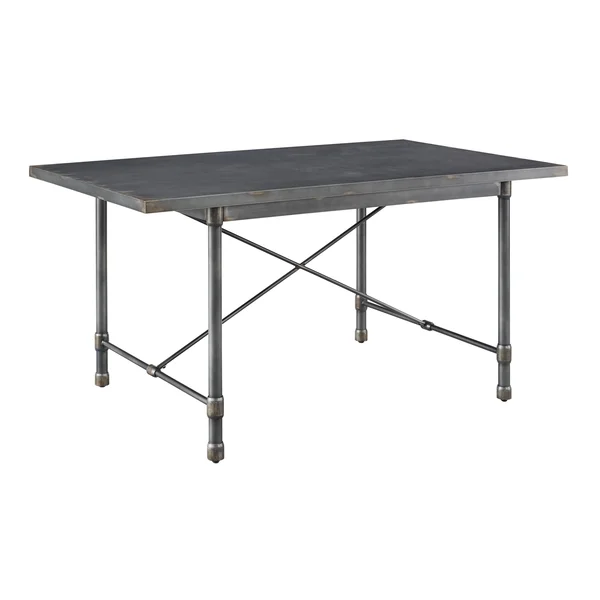 Delacora Hm-Ds-D066 60 inch Wide Metal Dining Table - Hand Distressed, Size: 60.0\, Gray